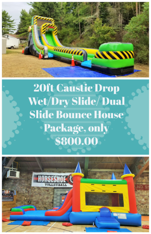 20ft Caustic Drop Slide/ Dual Castle Bounce House Package 