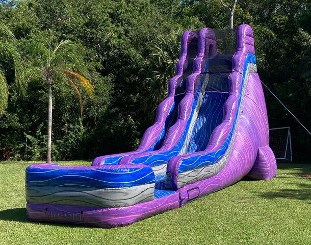24′ Purple Crush Marble Wet/Dry Slide & Mini Slip and Slide with Removable Pool
