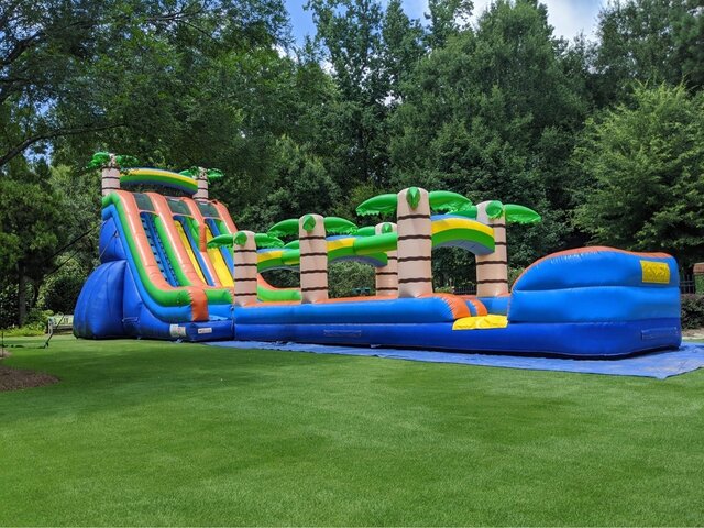 24' TROPICAL DUAL LANE SLIDE W/ SLIP AND SLIDE