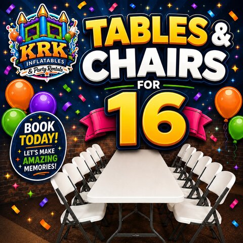 Tables and Chairs for 16 people