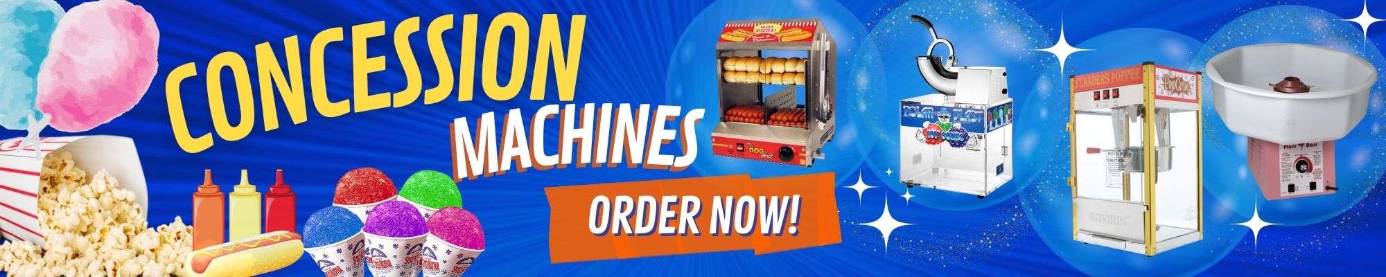 Concession Machines Rental Los Angeles, Popcorn Machine, Cotton Candy Machine, Snow Cone, Hot Dog Machine, Party Fun Food, Event Fun Food