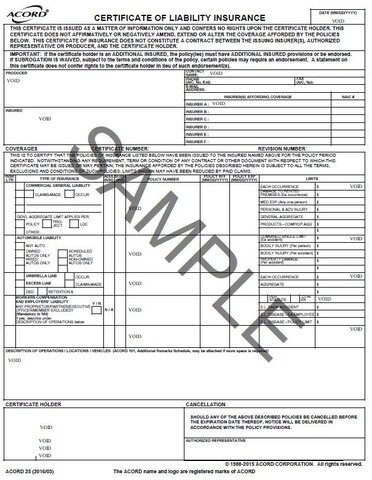 Certificate of Insurance 