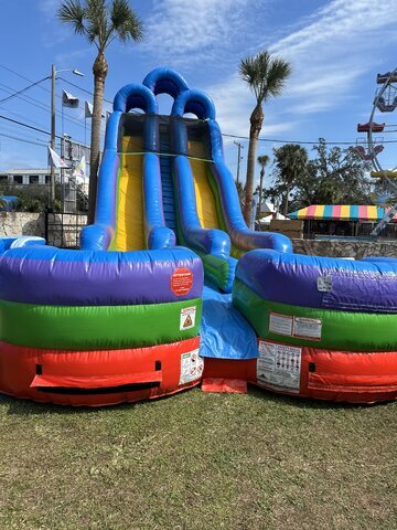24FT RETRO RAINBOW DUAL SLIDE w/ Splash Pool