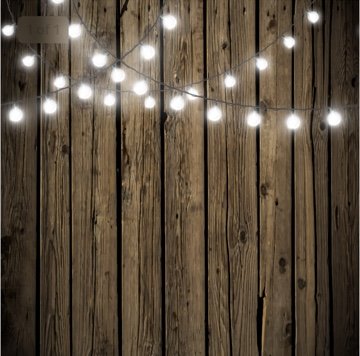 Dark Wood & String Lights Backdrop