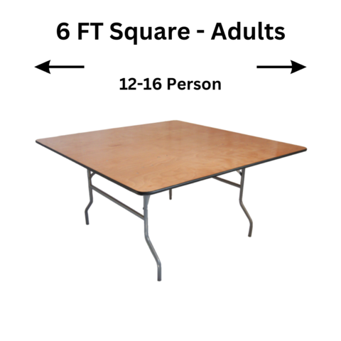 6 FT Square Wood Table