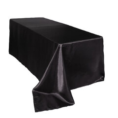  132 Inch Rectangular Satin Tablecloth Black