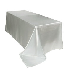 90 x 156 Inch Rectangular Satin Tablecloth White