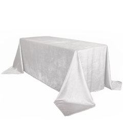 90 x 156 Inch Rectangular Velvet Tablecloth White