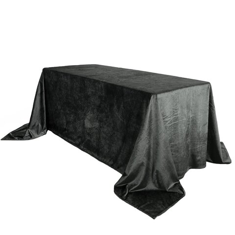 156 x 90 Inch Rectangular Velvet Tablecloth Black