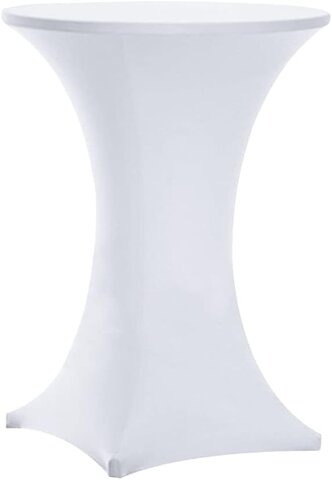 White spandex cover for cocktail tables