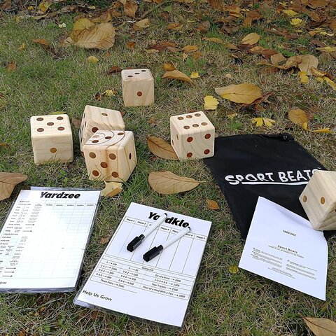 Giant Wooden Yard Dice Set of 6 Yardzee and Yardkle Games