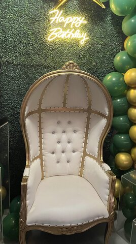 Childs Royal Throne Chair White and Gold
