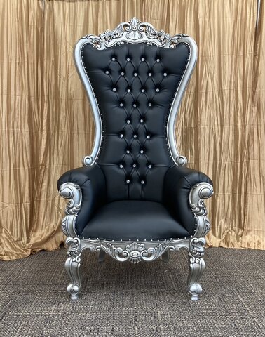 Large Throne Chair Black and Silver
