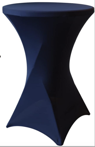 Navy spandex cover for cocktail tables