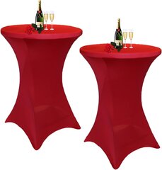 Red spandex cover for cocktail tables
