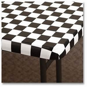 Kwik Covers 6' Rectangle Black / White Check  Table Cover