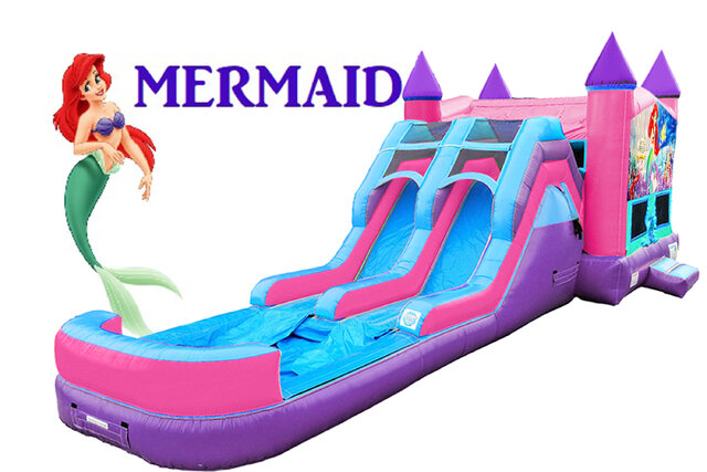 Mermaid Bounce House & Water Slide(Pink & Purple unit)