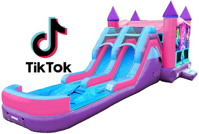 TikTok Bounce House & Water Slide Combo(Pink & Purple unit)