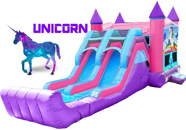 Unicorn Bounce House & Slide(Pink & Purple Unit - Dry)