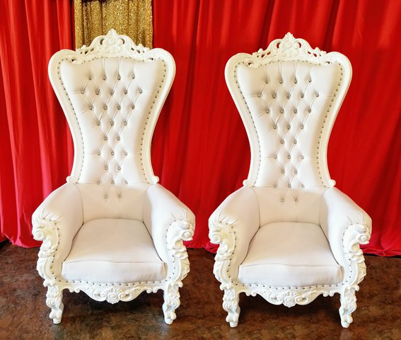 Throne Chair Set x 2 - All White