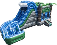 The Hurricane - Bouncy House w/Tall Double Lane Twisted Water Slide & Pool