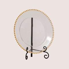 Gold Beaded Glass Charger Plate 