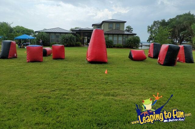 Inflatable play area providing Party rentals Gelblaster rentals