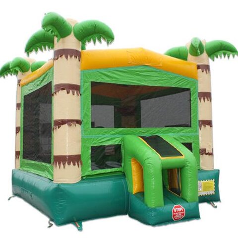 Tropical Palm Tree Bounce House w. Basketball Hoop 