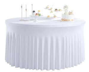 White Spandex Round Table Cover 
