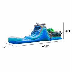 45-Foot Tropical Wet/Dry Obstacle Course Dual Lane Slide
