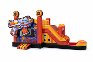 Nerf Gun 2 Lane Bounce House with Slide Wet/Dry