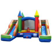Rainbow Inflatable Double Water Slide Bounce House