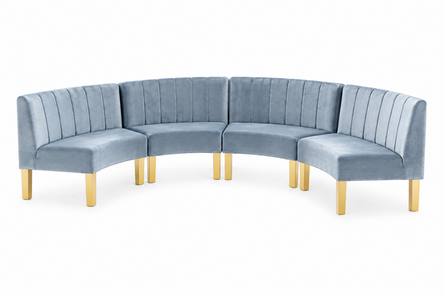 Crescent Sofa - Rose - Gold Legs - Steel Velvet