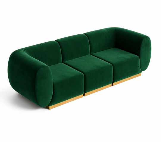 Sofa - Stella - Gold Legs - Emerald Velvet