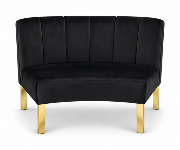 Inside Curve Loveseat - Rose - Gold Legs - Black Velvet