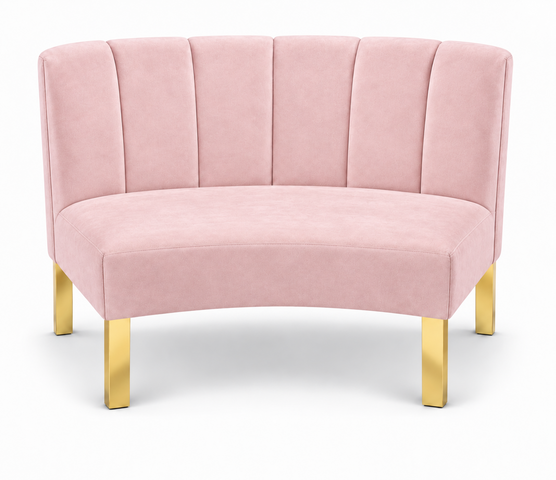 Inside Curve Loveseat - Rose - Gold Legs - Blush Velvet