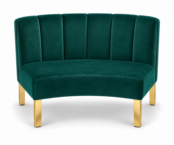 Inside Curve Loveseat - Rose - Gold Legs - Emerald Velvet