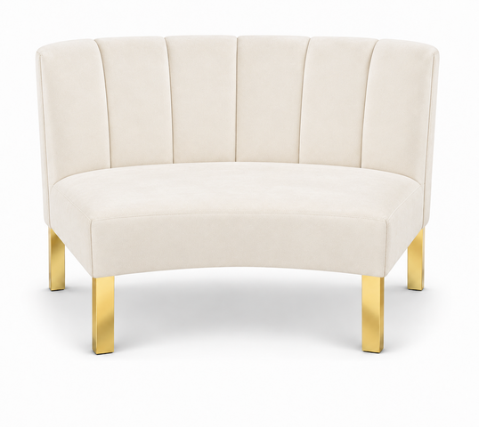 Inside Curve Loveseat - Rose - Gold Legs - Ivory Velvet