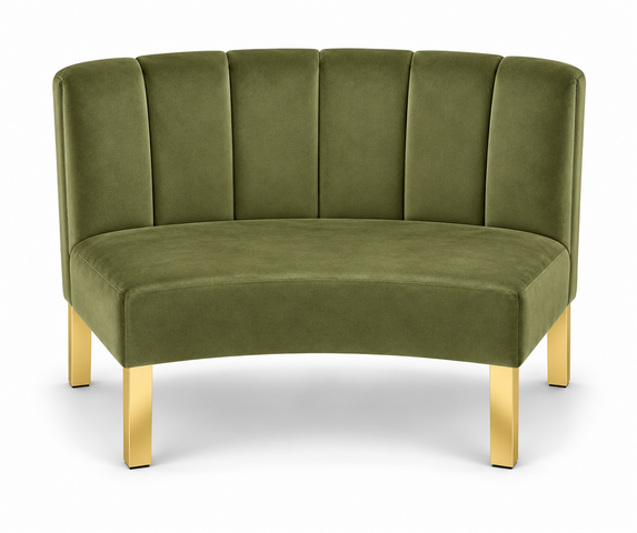 Inside Curve Loveseat - Rose - Gold Legs - Moss Velvet