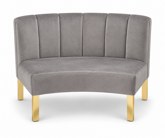 Inside Curve Loveseat - Rose - Gold Legs - Pewter Velvet