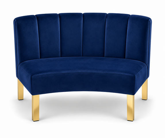 Inside Curve Loveseat - Rose - Gold Legs - Sapphire Velvet