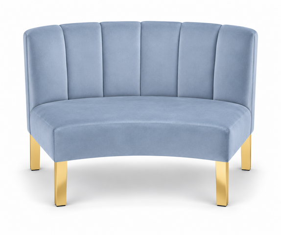 Inside Curve Loveseat - Rose - Gold Legs - Steel Velvet