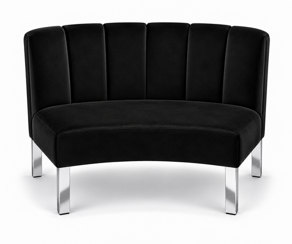 Inside Curve Loveseat - Rose - Silver Legs - Black Velvet