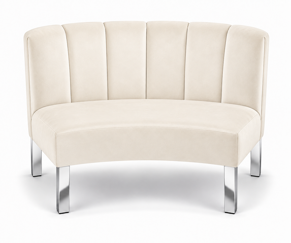 Inside Curve Loveseat - Rose - Silver Legs - Ivory Velvet