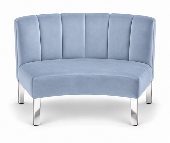 Inside Curve Loveseat - Rose - Silver Legs - Steel Velvet