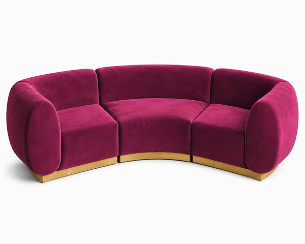 Arc Sofa - Stella - Gold Legs - Berry Velvet