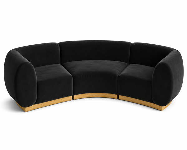 Arc Sofa - Stella - Gold Legs - Black Velvet