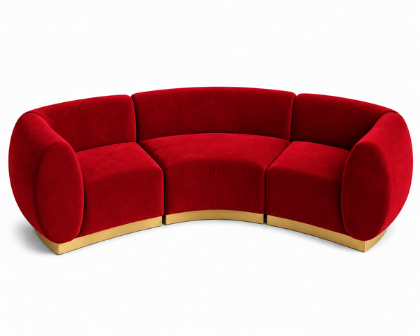 Arc Sofa - Stella - Gold Legs - Crimson Velvet