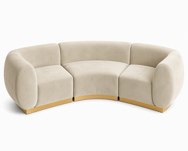 Arc Sofa - Stella - Gold Legs - Ivory Velvet