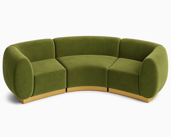 Arc Sofa - Stella - Gold Legs - Moss Velvet